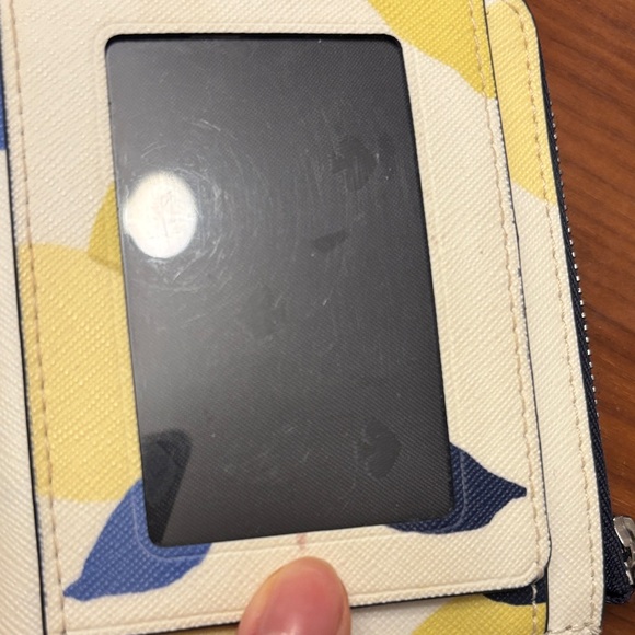 kate spade Cream Lemon Print Compact Wallet with Multicolor Leaves - Picture 5 of 6